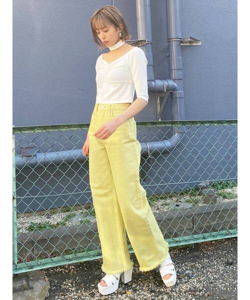 EMODA(エモダ)の「ギャザーポイントコンパクトトップ(Tシャツ/カットソー・レディース・ブルー/ブラック/ホワイト・FREE)」の8枚目の写真