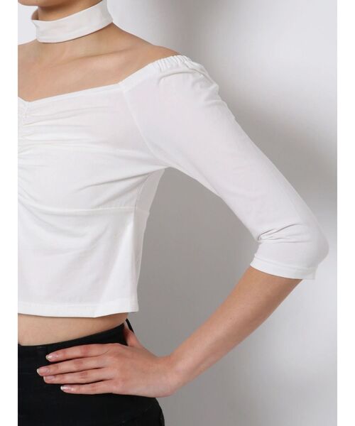 EMODA(エモダ)の「ギャザーポイントコンパクトトップ(Tシャツ/カットソー・レディース・ブルー/ブラック/ホワイト・FREE)」の16枚目の写真