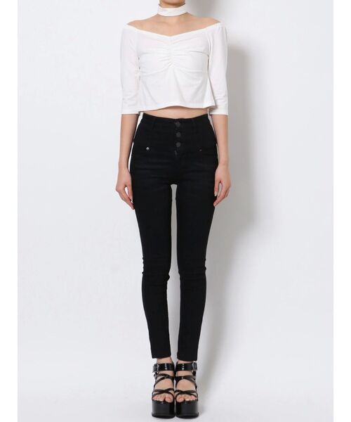 EMODA(エモダ)の「ギャザーポイントコンパクトトップ(Tシャツ/カットソー・レディース・ブルー/ブラック/ホワイト・FREE)」の18枚目の写真