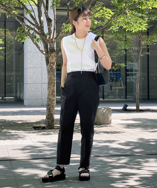 AP STUDIO（エーピーストゥディオ）の「ソリッドコットンキュプラパンツ（その他パンツ・レディース・ブラック・36/38）」の3枚目の写真