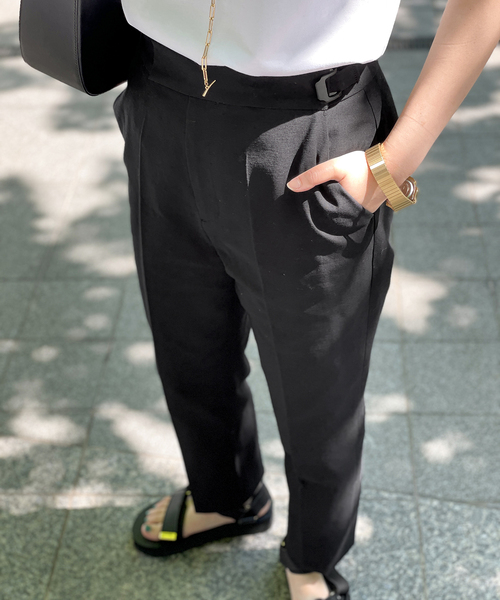 AP STUDIO（エーピーストゥディオ）の「ソリッドコットンキュプラパンツ（その他パンツ・レディース・ブラック・36/38）」の6枚目の写真