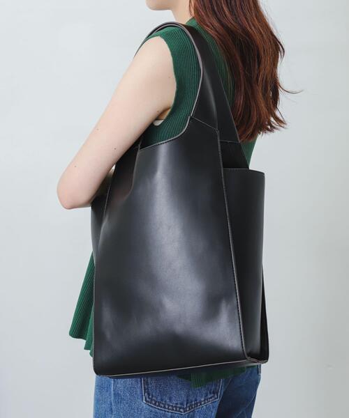 SENSE OF PLACE by URBAN RESEARCH（センスオブプレイスバイアーバンリサーチ）の「A4クリテトートバッグ（ショルダーバッグ・レディース・ライトブルー/アイボリー/イエロー/ブラック・ONE）」の3枚目の写真