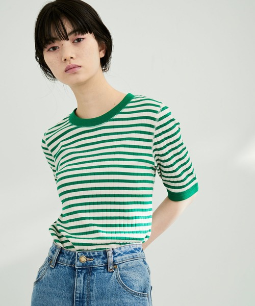 ADAM ET ROPE'（アダムエロペ）の「【WEB限定】バイカラープルオーバー（Tシャツ/カットソー・レディース・ブルー系その他/ホワイト系その他/ホワイト系その他3/グリーン系その他・FREE）」の3枚目の写真