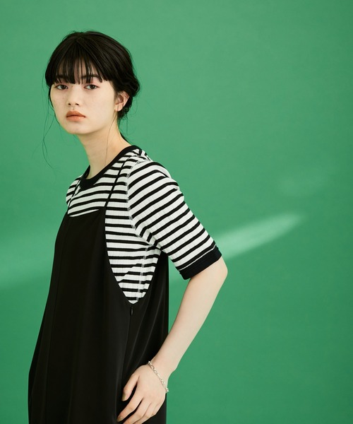 ADAM ET ROPE'（アダムエロペ）の「【WEB限定】バイカラープルオーバー（Tシャツ/カットソー・レディース・ブルー系その他/ホワイト系その他/ホワイト系その他3/グリーン系その他・FREE）」の2枚目の写真