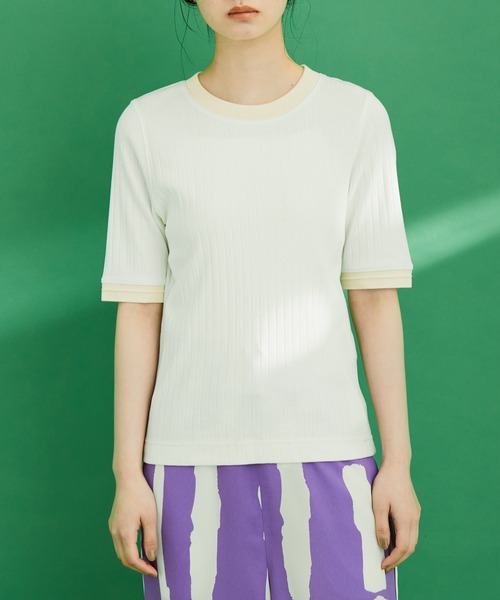 ADAM ET ROPE'（アダムエロペ）の「【WEB限定】バイカラープルオーバー（Tシャツ/カットソー・レディース・ブルー系その他/ホワイト系その他/ホワイト系その他3/グリーン系その他・FREE）」の16枚目の写真