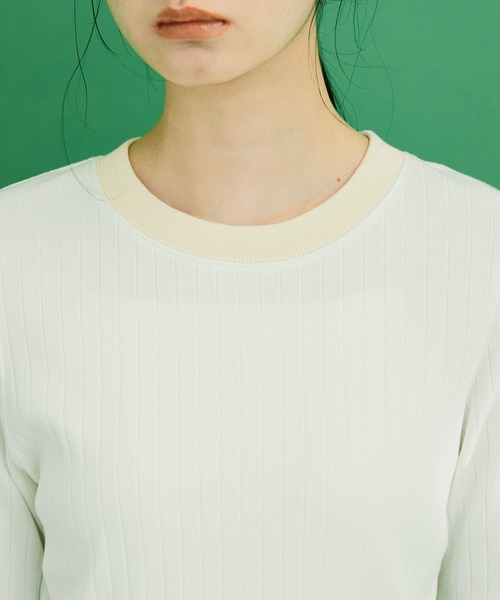 ADAM ET ROPE'（アダムエロペ）の「【WEB限定】バイカラープルオーバー（Tシャツ/カットソー・レディース・ブルー系その他/ホワイト系その他/ホワイト系その他3/グリーン系その他・FREE）」の20枚目の写真