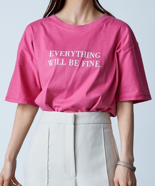 MAISON BREEZE（メゾンブリーズ）の「【MAISON BREEZE】メッセージレタードプリントTシャツ SCCH154（Tシャツ/カットソー・レディース・ホワイト/ブラック/ピンク/イエロー/グレー・FREE）」の5枚目の写真