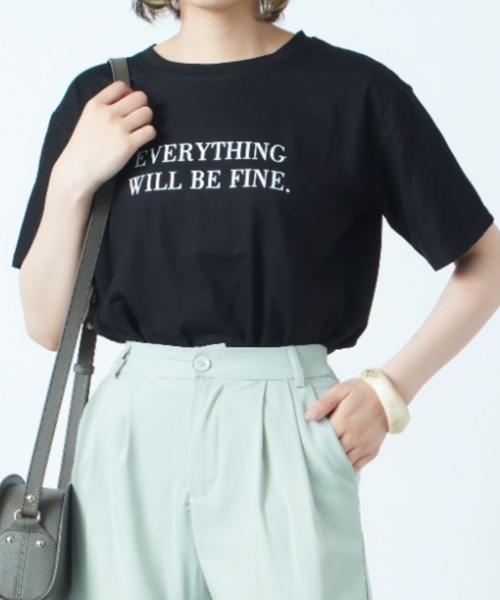 MAISON BREEZE（メゾンブリーズ）の「【MAISON BREEZE】メッセージレタードプリントTシャツ SCCH154（Tシャツ/カットソー・レディース・ホワイト/ブラック/ピンク/イエロー/グレー・FREE）」の3枚目の写真