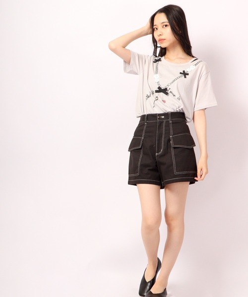 Anna Nicola（アンナニコラ）の「Anna Nicola アクセサリー柄加工 Tシャツ（Tシャツ/カットソー・レディース・グレー/オフホワイト/シルバーグレー・38）」の15枚目の写真