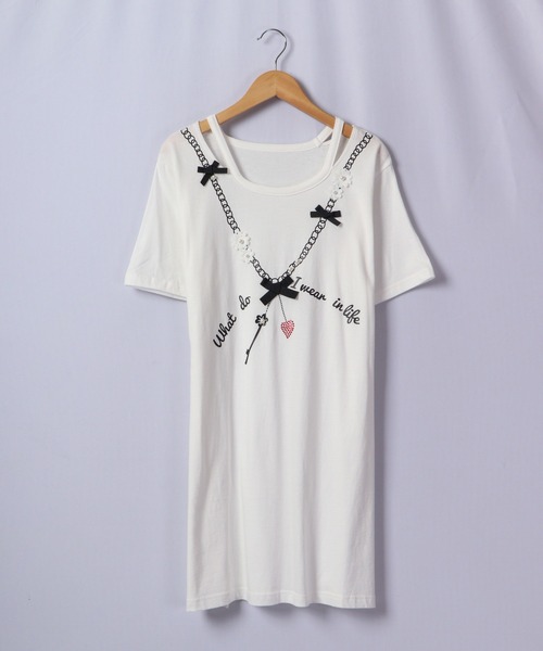 Anna Nicola（アンナニコラ）の「Anna Nicola アクセサリー柄加工 Tシャツ（Tシャツ/カットソー・レディース・グレー/オフホワイト/シルバーグレー・38）」の16枚目の写真