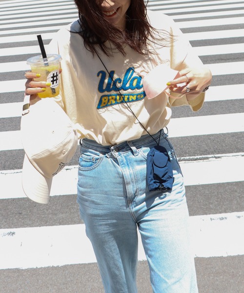 COURO(コウロ)の「UCLA サガラ刺繍/ワッペン半袖Tシャツ(Tシャツ/カットソー・レディース・ホワイト/ネイビー/アイボリー/ホワイト系その他/アイボリー系/ネイビー系・M/L/XL)」の13枚目の写真