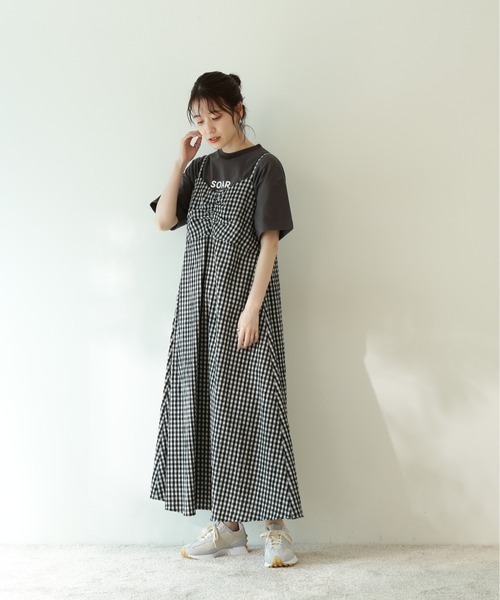 N.(N. Natural Beauty Basic)(エヌエヌナチュラルビューティーベーシック)の「【追加生産】◆ギンガムチェック切替ワンピース(ワンピース・レディース・ブラック/オレンジ・MEDIUM)」の6枚目の写真