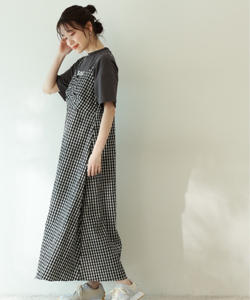 N.(N. Natural Beauty Basic)(エヌエヌナチュラルビューティーベーシック)の「【追加生産】◆ギンガムチェック切替ワンピース(ワンピース・レディース・ブラック/オレンジ・MEDIUM)」の10枚目の写真