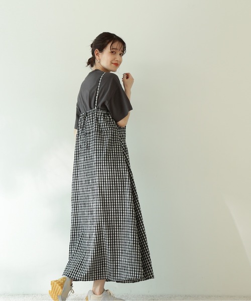 N.(N. Natural Beauty Basic)(エヌエヌナチュラルビューティーベーシック)の「【追加生産】◆ギンガムチェック切替ワンピース(ワンピース・レディース・ブラック/オレンジ・MEDIUM)」の11枚目の写真