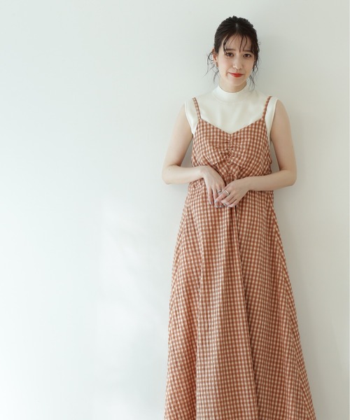 N.(N. Natural Beauty Basic)(エヌエヌナチュラルビューティーベーシック)の「【追加生産】◆ギンガムチェック切替ワンピース(ワンピース・レディース・ブラック/オレンジ・MEDIUM)」の14枚目の写真