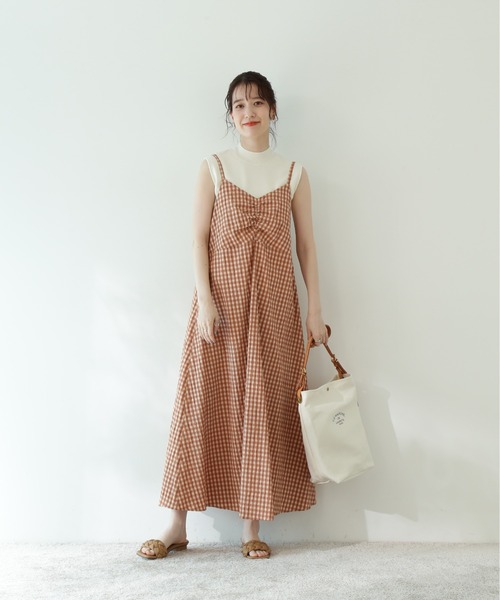 N.(N. Natural Beauty Basic)(エヌエヌナチュラルビューティーベーシック)の「【追加生産】◆ギンガムチェック切替ワンピース(ワンピース・レディース・ブラック/オレンジ・MEDIUM)」の15枚目の写真