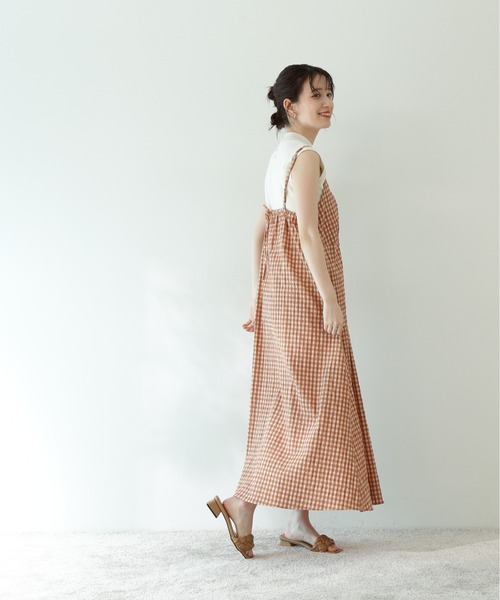N.(N. Natural Beauty Basic)(エヌエヌナチュラルビューティーベーシック)の「【追加生産】◆ギンガムチェック切替ワンピース(ワンピース・レディース・ブラック/オレンジ・MEDIUM)」の16枚目の写真