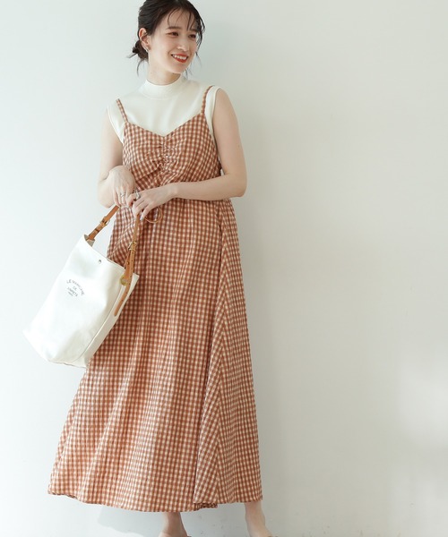 N.(N. Natural Beauty Basic)(エヌエヌナチュラルビューティーベーシック)の「【追加生産】◆ギンガムチェック切替ワンピース(ワンピース・レディース・ブラック/オレンジ・MEDIUM)」の21枚目の写真