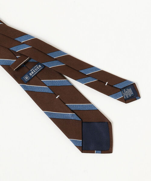 BREUER（ブリューワー）の「BREUER / シルクコットン ストライプ ネクタイ（ネクタイ・メンズ・ダークブラウン/ネイビー・ONE SIZE）」の4枚目の写真