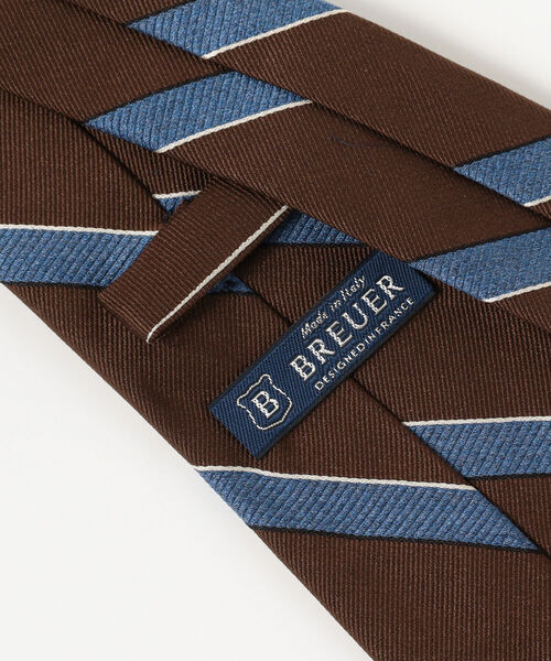 BREUER（ブリューワー）の「BREUER / シルクコットン ストライプ ネクタイ（ネクタイ・メンズ・ダークブラウン/ネイビー・ONE SIZE）」の6枚目の写真