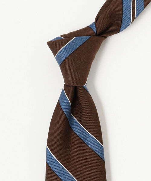 BREUER（ブリューワー）の「BREUER / シルクコットン ストライプ ネクタイ（ネクタイ・メンズ・ダークブラウン/ネイビー・ONE SIZE）」の5枚目の写真