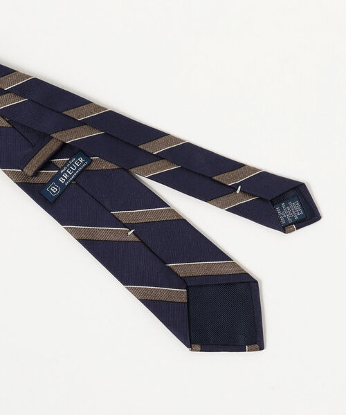 BREUER（ブリューワー）の「BREUER / シルクコットン ストライプ ネクタイ（ネクタイ・メンズ・ダークブラウン/ネイビー・ONE SIZE）」の7枚目の写真