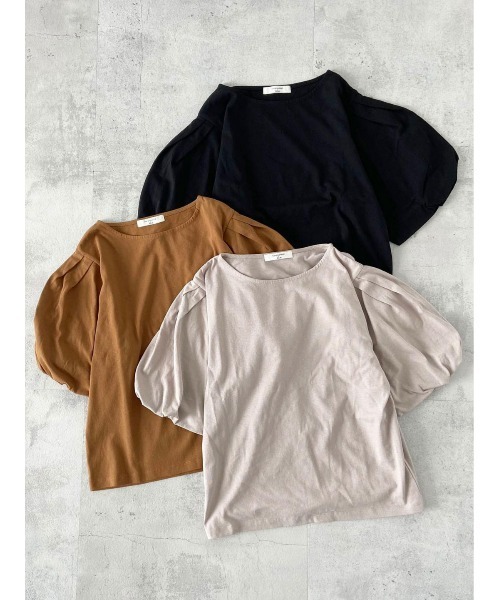 Samansa Mos2 blue（サマンサモスモスブルー）の「袖タックプルオーバー（Tシャツ/カットソー・レディース・ブラック/グレー/キャメル・ﾌﾘ-）」の5枚目の写真