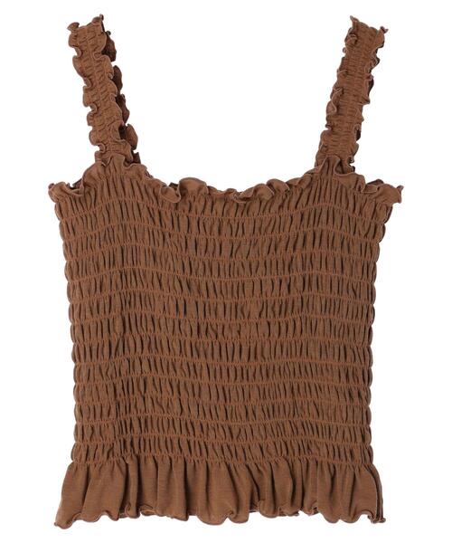 SLURR（スラ―）の「シャーリングキャミソール（キャミソール・レディース・ブラック/ブラウン/アイボリー・FREE）」の10枚目の写真