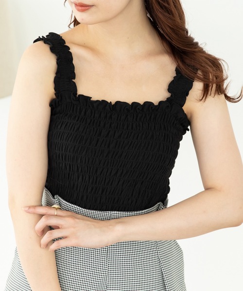 SLURR（スラ―）の「シャーリングキャミソール（キャミソール・レディース・ブラック/ブラウン/アイボリー・FREE）」の3枚目の写真