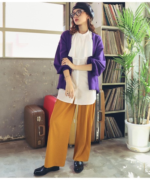 ANAP（アナップ）の「8色展開べっ甲ボタンボリュームスリーブニットカーディガン（カーディガン/ボレロ・レディース・ブラック/パープル/グレー/レッド/イエロー/オレンジ/ブルー/グリーン・FREE）」の18枚目の写真