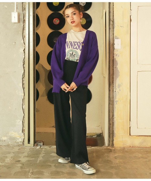 ANAP（アナップ）の「8色展開べっ甲ボタンボリュームスリーブニットカーディガン（カーディガン/ボレロ・レディース・ブラック/パープル/グレー/レッド/イエロー/オレンジ/ブルー/グリーン・FREE）」の19枚目の写真