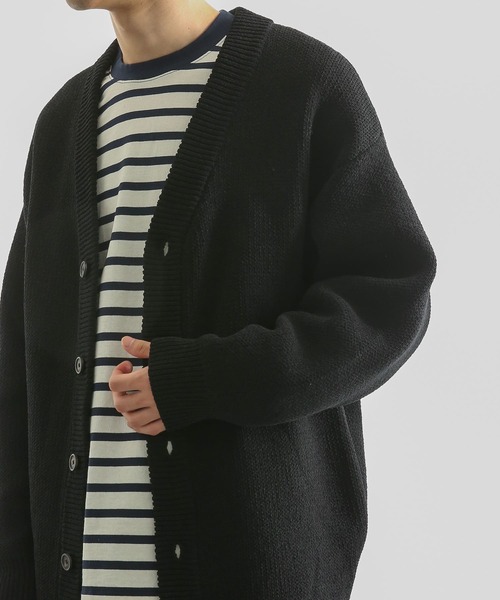 SENSE OF PLACE by URBAN RESEARCH(センスオブプレイスバイアーバンリサーチ)の「『イージーケア』モールVネックカーディガン(カーディガン/ボレロ・メンズ・ブラック/ベージュ/グリーン/アイボリー・MEDIUM/LARGE)」の1枚目の写真