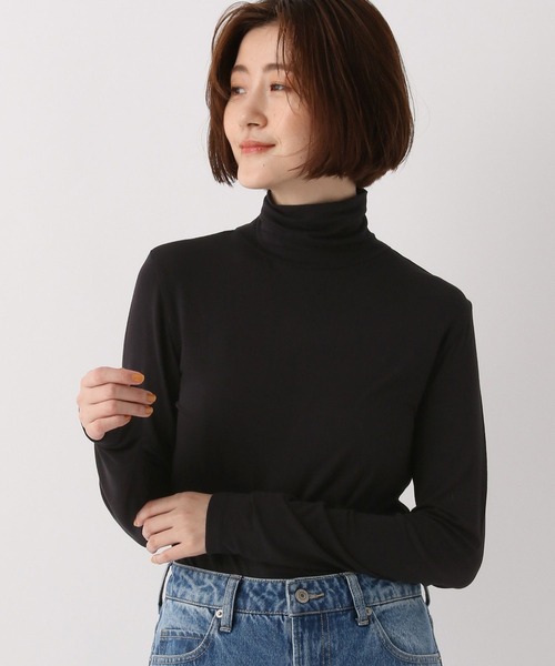 A part by(アパートバイ)の「ベーシックカラータートル 167427(Tシャツ/カットソー・レディース・ブラック/オフホワイト/ブルー/ライトグリーン・FREE)」の3枚目の写真