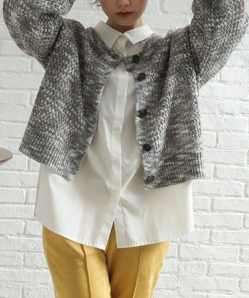 Cutie Blonde(キューティーブロンド)の「◆MIXカラーメッシュカーディガン(カーディガン/ボレロ・レディース・チャコール/ダークグリーン系3/ピンク系8・00)」の2枚目の写真