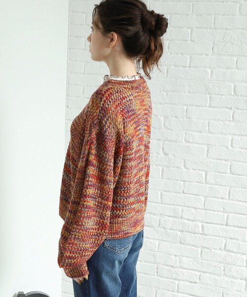 Cutie Blonde(キューティーブロンド)の「◆MIXカラーメッシュカーディガン(カーディガン/ボレロ・レディース・チャコール/ダークグリーン系3/ピンク系8・00)」の5枚目の写真