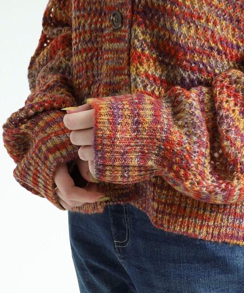 Cutie Blonde(キューティーブロンド)の「◆MIXカラーメッシュカーディガン(カーディガン/ボレロ・レディース・チャコール/ダークグリーン系3/ピンク系8・00)」の8枚目の写真