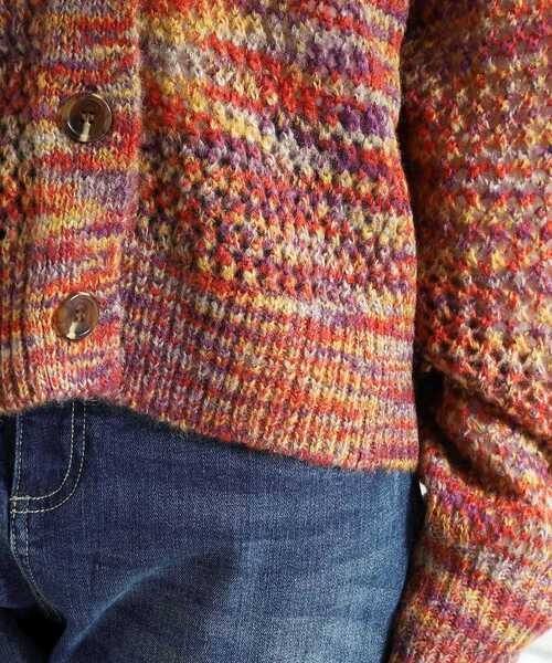 Cutie Blonde(キューティーブロンド)の「◆MIXカラーメッシュカーディガン(カーディガン/ボレロ・レディース・チャコール/ダークグリーン系3/ピンク系8・00)」の9枚目の写真