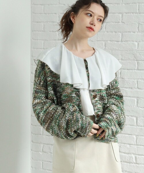 Cutie Blonde(キューティーブロンド)の「◆MIXカラーメッシュカーディガン(カーディガン/ボレロ・レディース・チャコール/ダークグリーン系3/ピンク系8・00)」の20枚目の写真