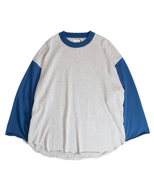 LOCALINA(ロカリナ)の「LOCALINA/ロカリナ 2TONE KNIT L/S 2トーンニットユニセックス(ニット/セーター・メンズ・グレー/ホワイト・FREE)」の2枚目の写真