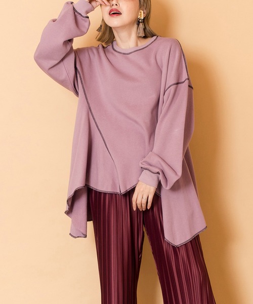 OSMOSIS（オズモーシス）の「裏毛サイドフレアープルオーバー（スウェット・レディース・アッシュグレー/ブラック/アイボリー/ライトパープル/チャコール・ONE SIZE）」の5枚目の写真