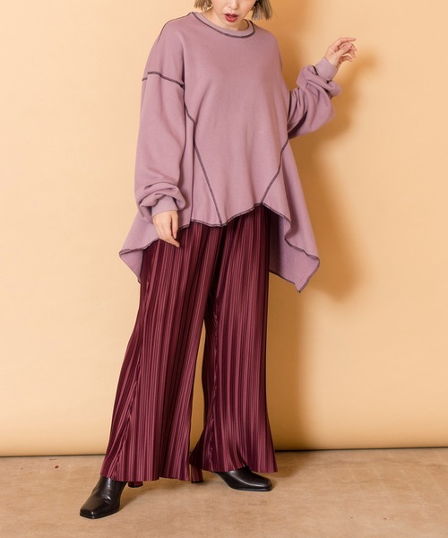 OSMOSIS（オズモーシス）の「裏毛サイドフレアープルオーバー（スウェット・レディース・アッシュグレー/ブラック/アイボリー/ライトパープル/チャコール・ONE SIZE）」の15枚目の写真