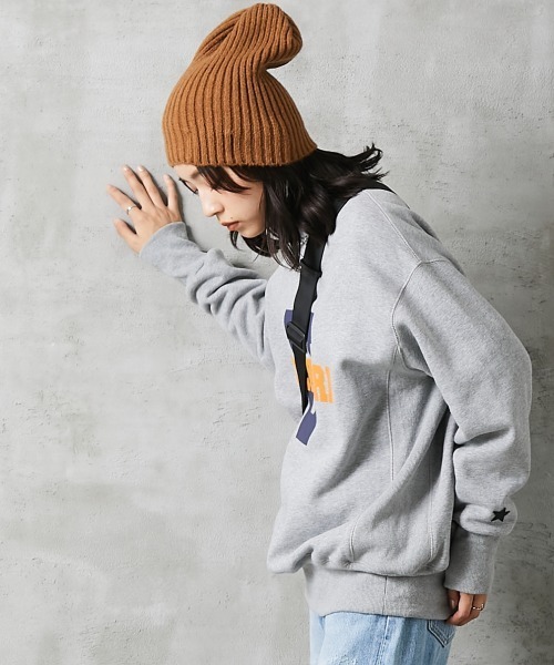 GEVS.（ジェイヴィス）の「＜大きいサイズ＞ 裏起毛ロゴプリントスウェット GEVS.（スウェット・レディース・ネイビー/杢グレー・4L/5L/3L/L/LL）」の12枚目の写真