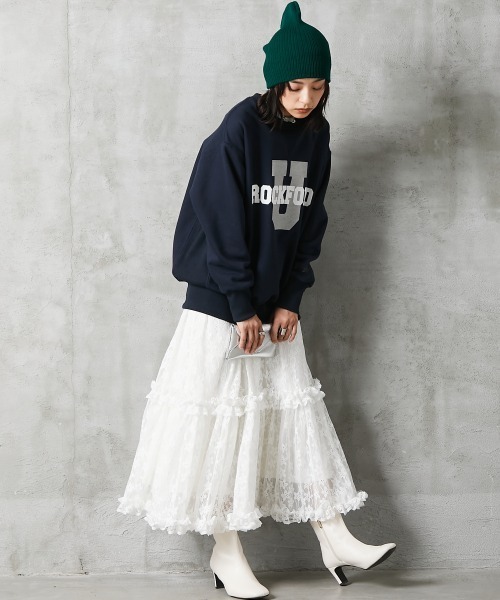 GEVS.（ジェイヴィス）の「＜大きいサイズ＞ 裏起毛ロゴプリントスウェット GEVS.（スウェット・レディース・ネイビー/杢グレー・4L/5L/3L/L/LL）」の15枚目の写真