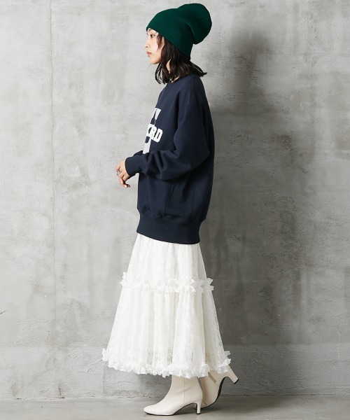 GEVS.（ジェイヴィス）の「＜大きいサイズ＞ 裏起毛ロゴプリントスウェット GEVS.（スウェット・レディース・ネイビー/杢グレー・4L/5L/3L/L/LL）」の16枚目の写真