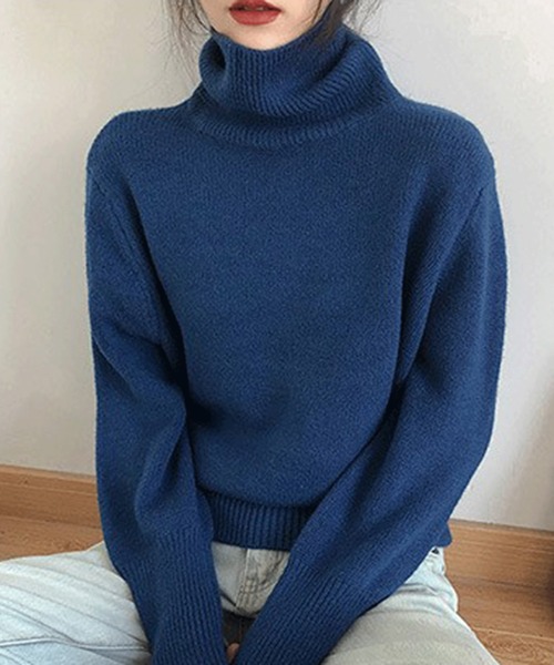 Chaco closet（チャコ クローゼット）の「細リブタートルネックニットプルオーバー（ニット/セーター・レディース・ブラック/オレンジ/ベージュ/パープル/ネイビー/ホワイト/ブラウン・FREE）」の10枚目の写真