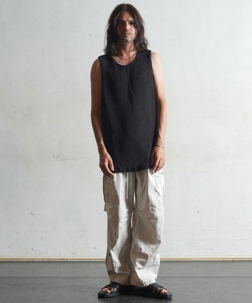 EGO TRIPPING(エゴトリッピング)の「mta486-ZIGZIG TANKTOP タンクトップ(タンクトップ・メンズ・ベージュ/ブラック/チャコール・48/46)」の6枚目の写真