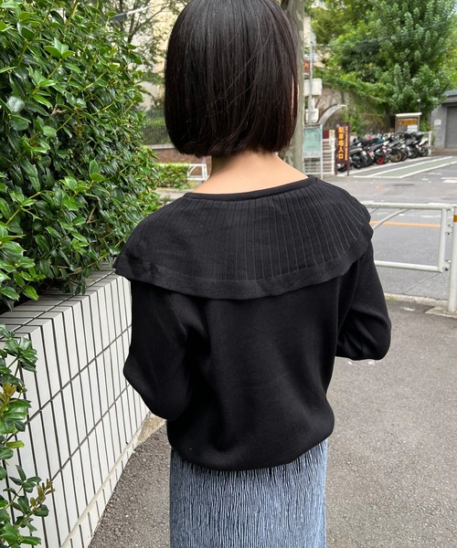 mebole(メボレ)の「ビッグカラーニット(ニット/セーター・レディース・ホワイト/ブラック・FREE)」の9枚目の写真
