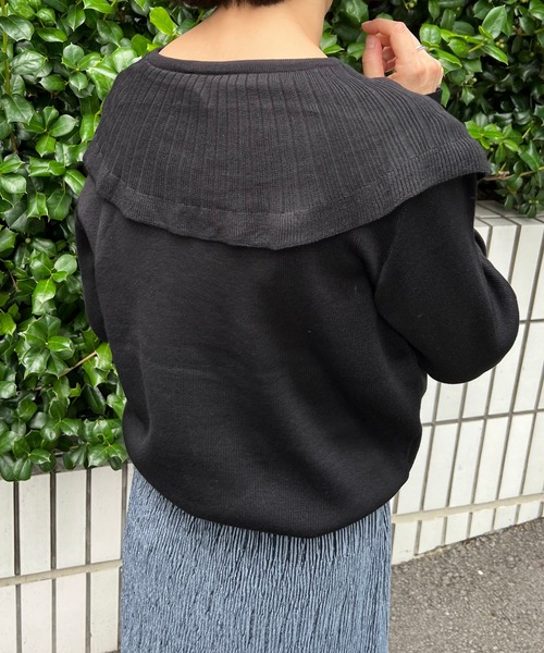 mebole(メボレ)の「ビッグカラーニット(ニット/セーター・レディース・ホワイト/ブラック・FREE)」の8枚目の写真