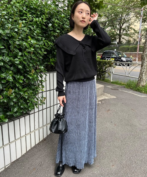 mebole(メボレ)の「ビッグカラーニット(ニット/セーター・レディース・ホワイト/ブラック・FREE)」の7枚目の写真
