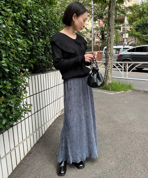 mebole(メボレ)の「ビッグカラーニット(ニット/セーター・レディース・ホワイト/ブラック・FREE)」の6枚目の写真